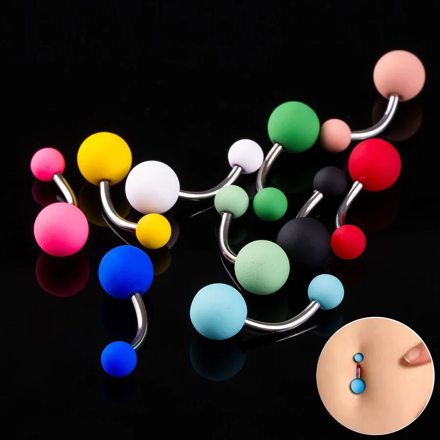 

Кольцо для пирсинга пупка женское из нержавеющей стали, пикантное Ювелирное Украшение для пирсинга живота с резиновым шариком, 14 г, 10 цветов