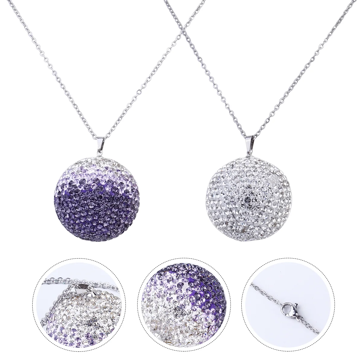 

2 Pcs Car Pendant Crystal Ball Ornament Auto Accessories Interior Rear View Mirror Hanging Decorations