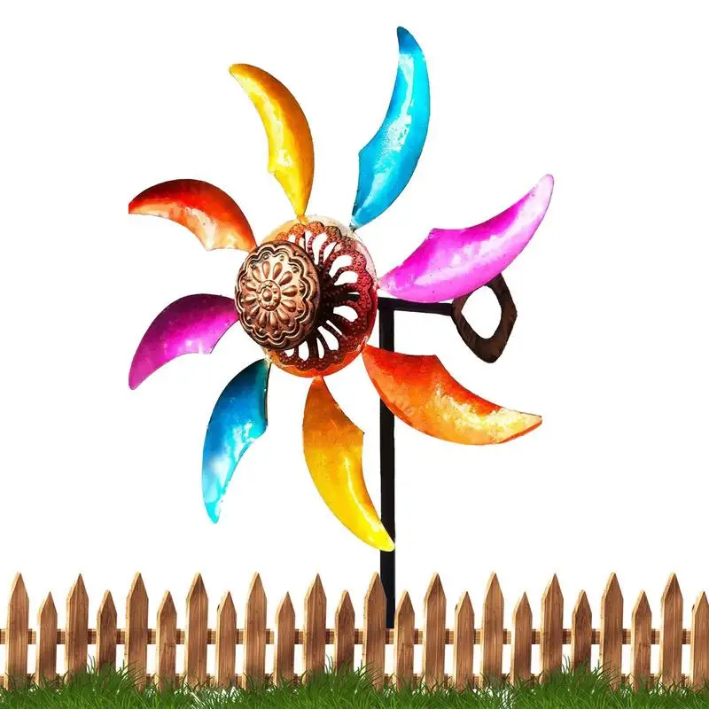 

Металлическая ветряная мельница, Спиннер, 12,2 дюймов, Красочная радуга, фотоигрушка, ветряной Спиннер для двора и сада, поворот на 360 градусов, уличный Декор