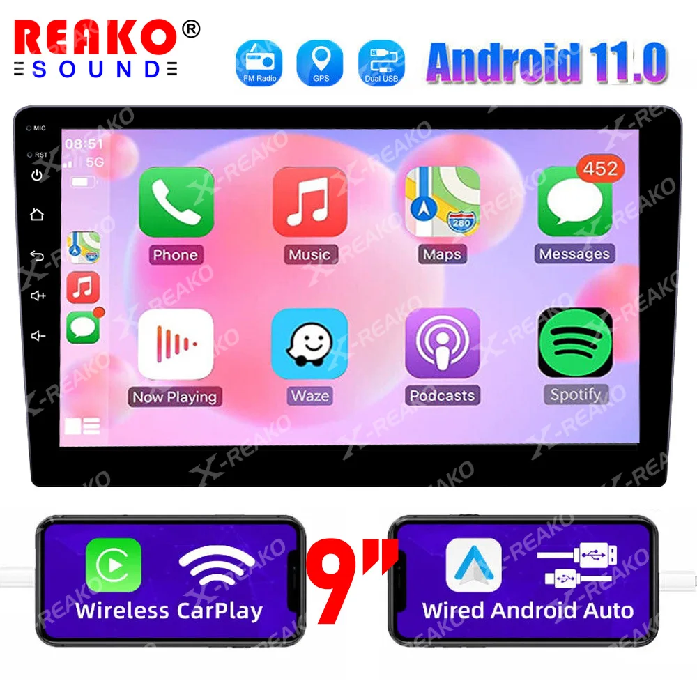 

X-REAKO автомагнитола, Стерео Авторадио 9 ''2Din, мультимедийный плеер с Bluetooth, USB, FM, функция, сенсорный экран HD