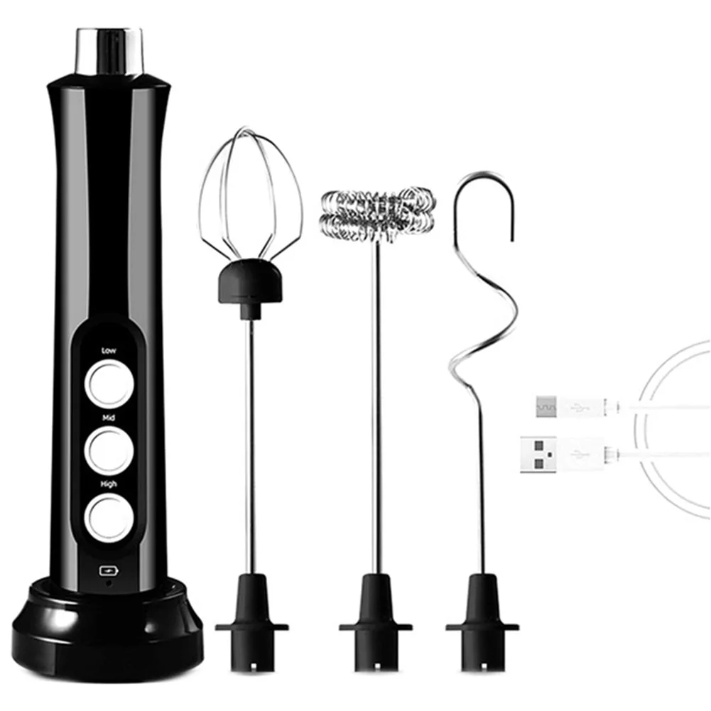 

Electric Foamer Mixer Whisk Beater Stirrer 3-Speeds Coffee Milk Drink Frother USB Rechargeable Handheld Blender Whisk-B