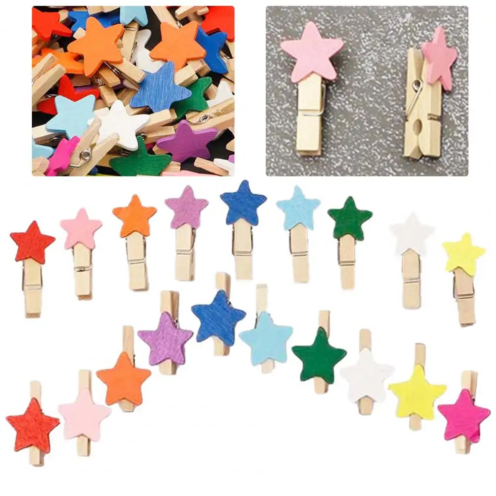 

Practical Message Holder Anti-fade Simple Style Christmas Party DIY Craft Colorful Wooden Clips Wooden Clip 50Pcs