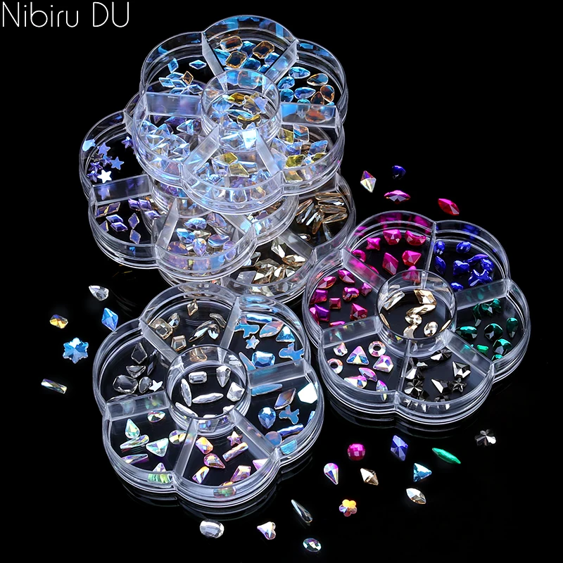 

105pcs Multi-Shape Nail Art Rhinestones Crystal Drop Rhombus Arrow ColorfulCrystal 3D Glitter Gems Nail Decoration Tools