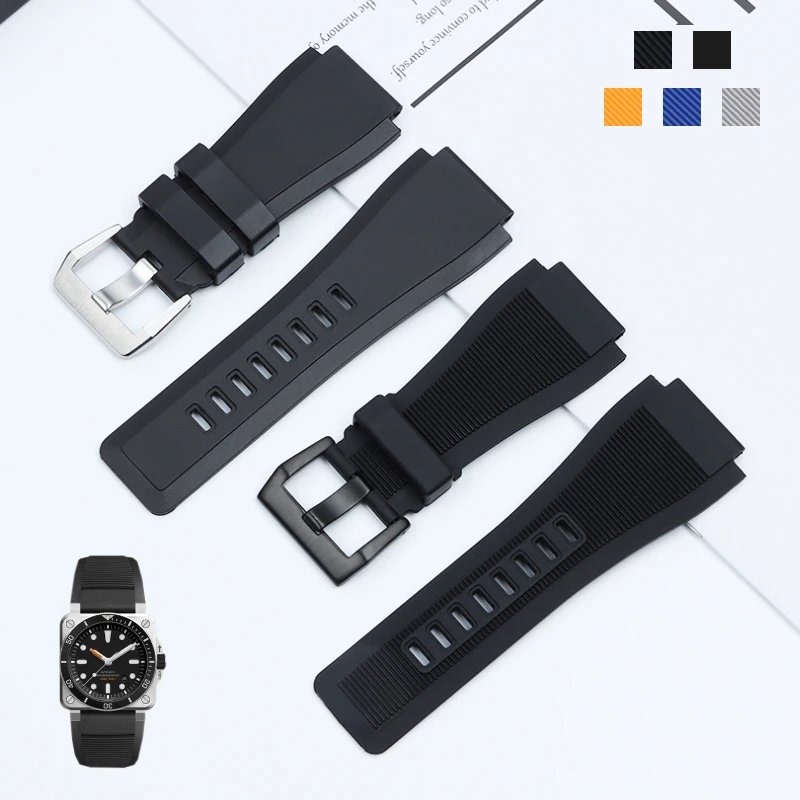 

Brand Quality Soft Dustproof 34mm*24mm Colorful Silicone Rubber Watchband For Bell Watch Strap Ross BR01 BR03 Bracelet Belt logo