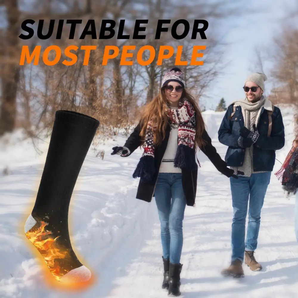 1 Pair Heated Socks Unisex 4000mAh Rechargeable 3 Heat Settings Thermal Winter Warm Socks with 2 Power Bank for Outdoor