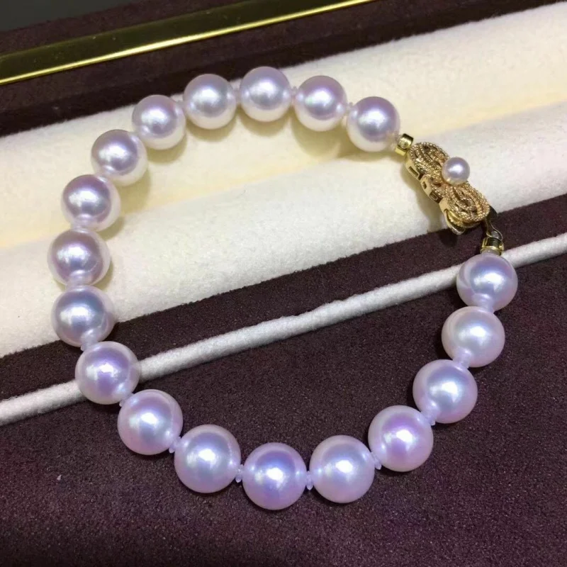 

Gorgeous 9-10mm South Sea round White Pearl Bracelet 7.5-8inch