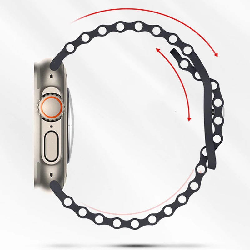 silicone band for apple watch series 8 7 45mm 41mm Ocean Strap Correa For Apple watch band 6 5 se 44mm 40mm Ultra 49mm Bracelet