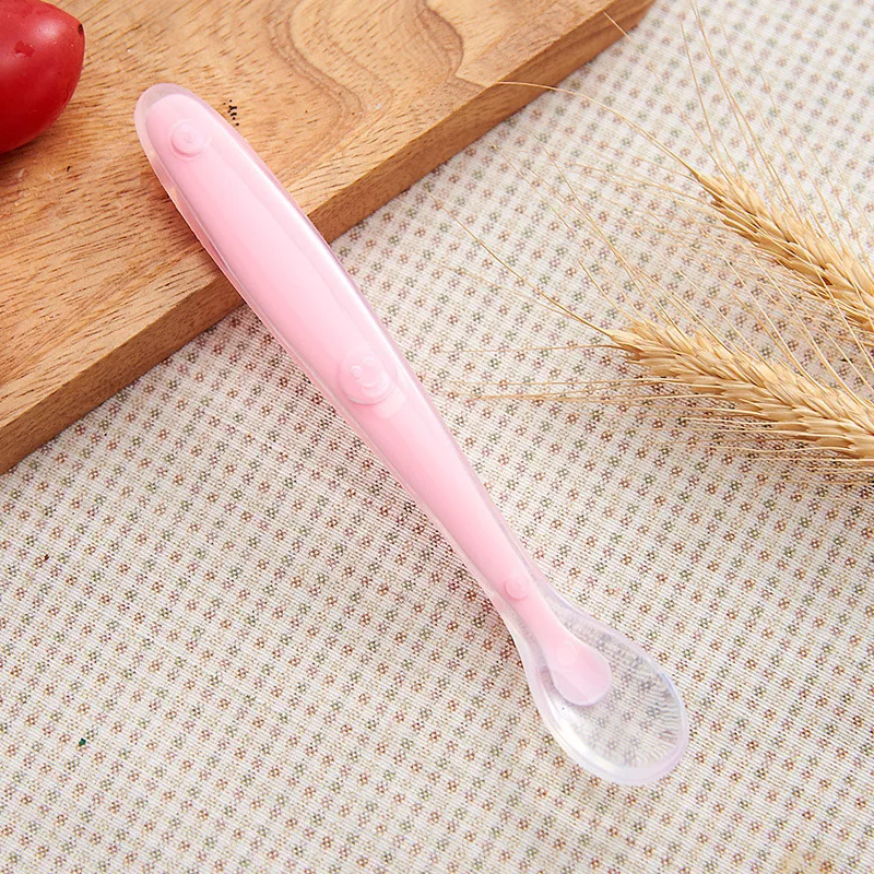 Baby Soft Silicone Spoon Candy Color Safety Temperature Sensing Spoon for Kids Boys Girls Children Food Baby Feeding Tools images - 6