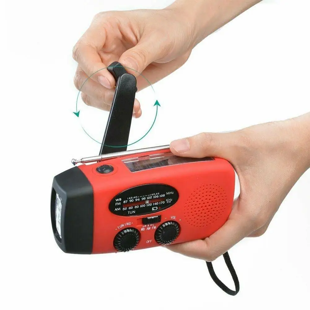 

Multifunctional Solar Radio Wide Band Radio Receiver USB Hand-crankable 1000mAh Lithium Battery Portable Flashlight Radio