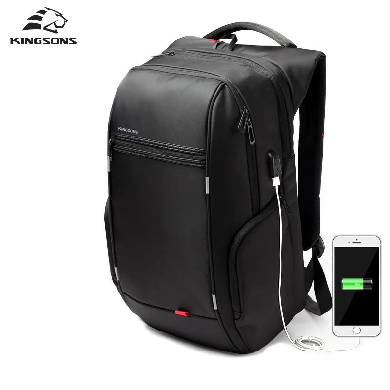 

Kingsons Brand External USB Charge Computer Bag Anti-theft Notebook Backpack 15/17 inch Waterproof Laptop Backpack for Men
