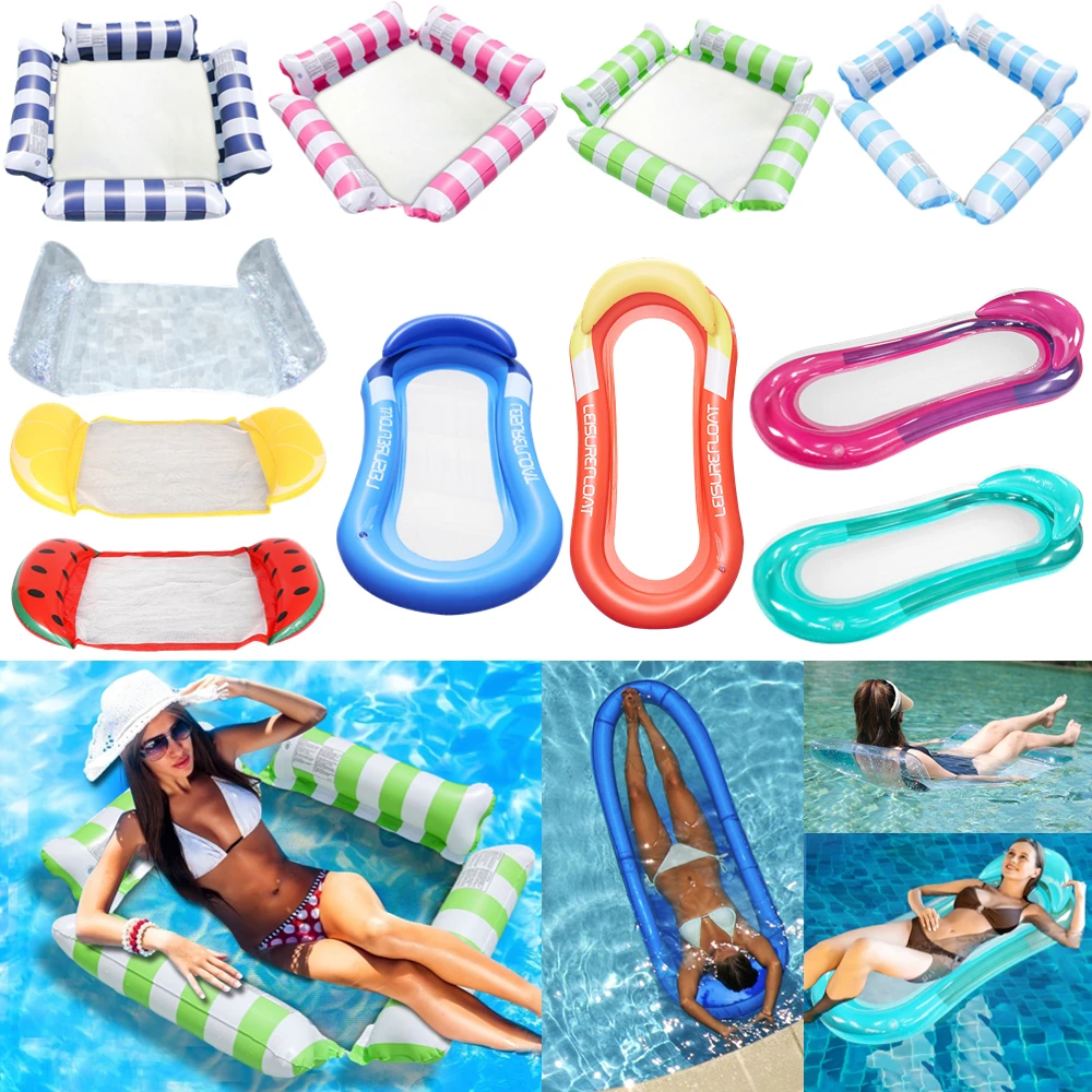 

Summer Water Hammock Recliner Inflatable Floating Swimming Air Mattress Sea Swimming Ring Pool Party Toy Lounge Bed for Swimming