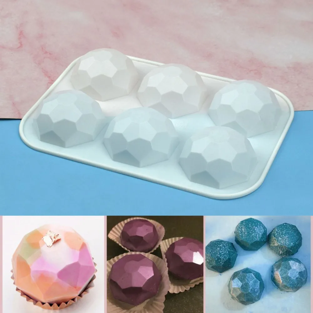

1pc/2pcs 6 Cavity Diamond Silicone Cake Mold French Dessert Mousse Pastry Tray Candle Mould Muffin Sweety Baking Tools