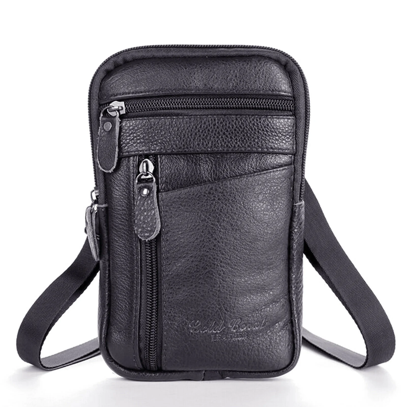 

2023 High-Quality Materials Durable Men Multi-Function Leather Shoulder Messenger Bag Handbag Mobile Phone Bag Father's Gift