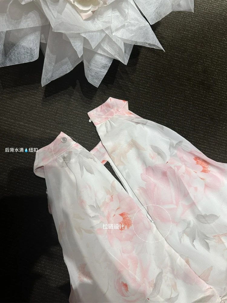 Женское винтажное платье-трапеция без рукавов розовое платье-мини с цветочным