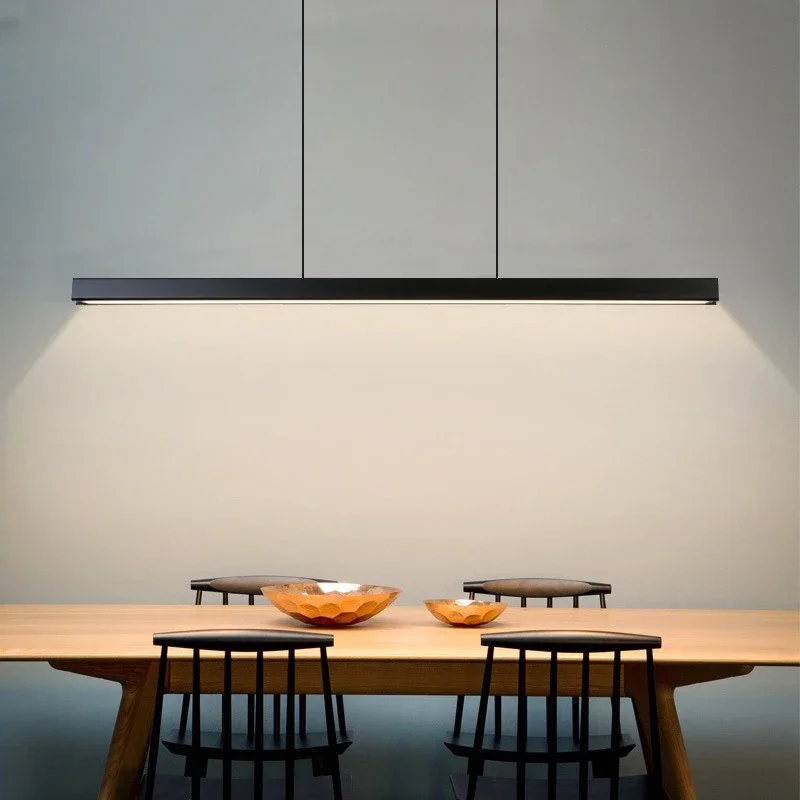 Современная Подвесная лампа длинная для столовой/офиса/кабинета простые