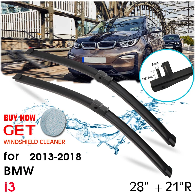 Комплект резиновой силиконовой резинки передней лобовой стеклоочистителя автомобиля для BMW i3 2013-2018 Левый руль / Правый руль 28" + 21" Запчасти.