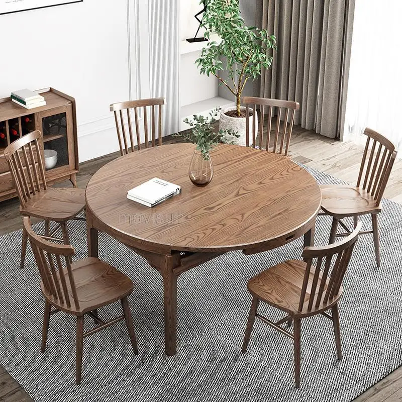 Набор из круглого обеденного стола массива дерева многофункциональная складная