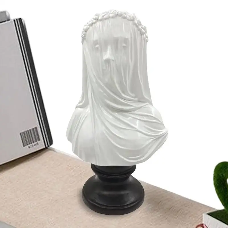 

Veiled Maiden Bust Sculpture Desktop Resin Decor Gothic Statue Handmade Crafts For Patio Balcony Decorations Housewarming Gift