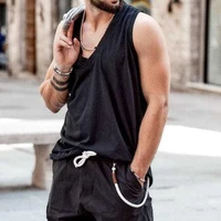 dropshipping2022 casual vest men tank top solid color v neck thin sweat absorption men shirt daily garment