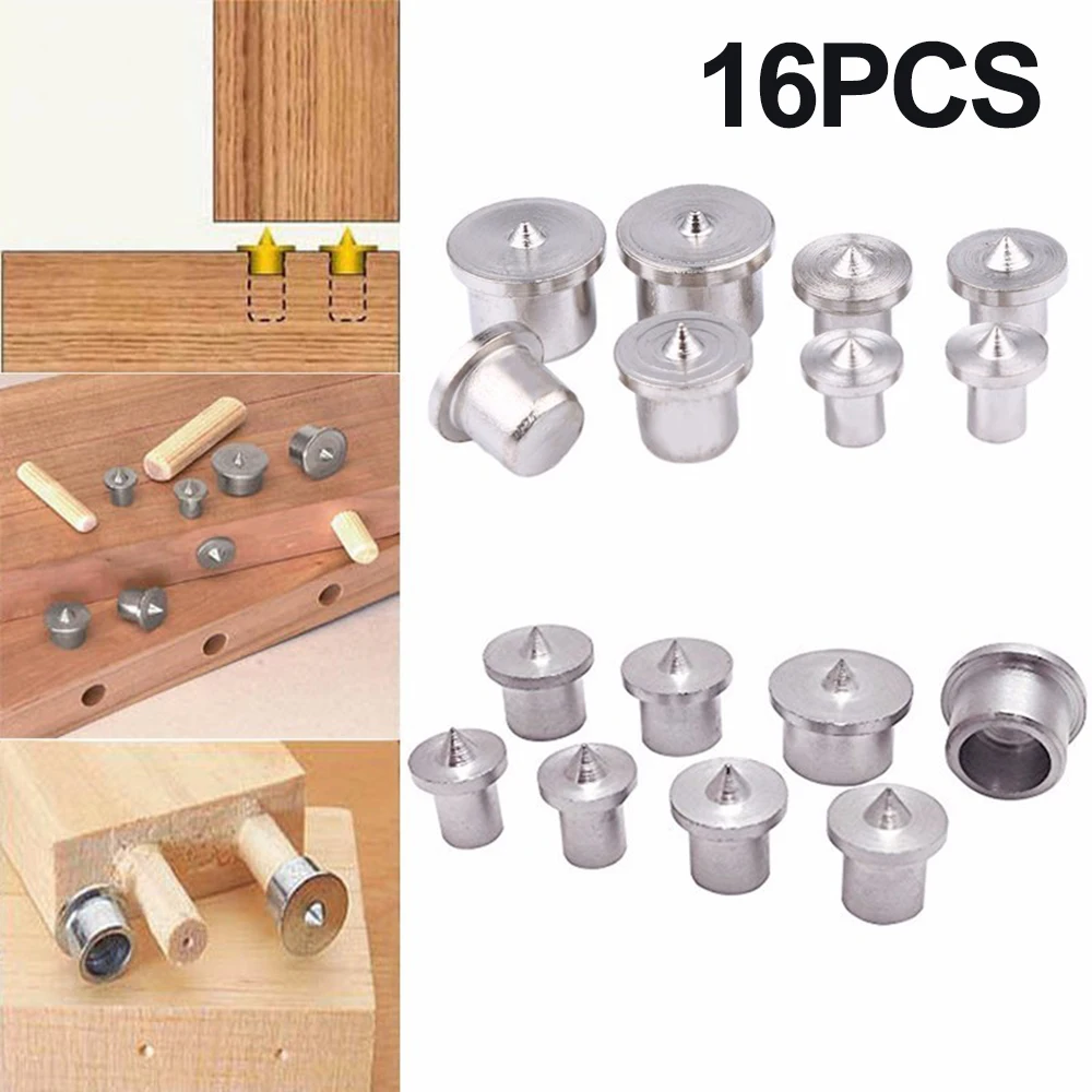 16Pcs Dowel Centre Point 6 - 12mm Wood Timber Marker Hole Tenon Center Set DIY Locator Wooden Pin Center Punching Accessories