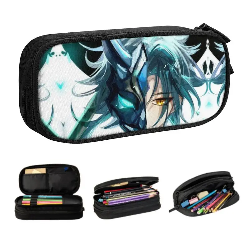 

Xiao Genshin Impact Pencil Case for Boys Gilrs Big Capacity Anime Game Pen Bag Box School Accessories