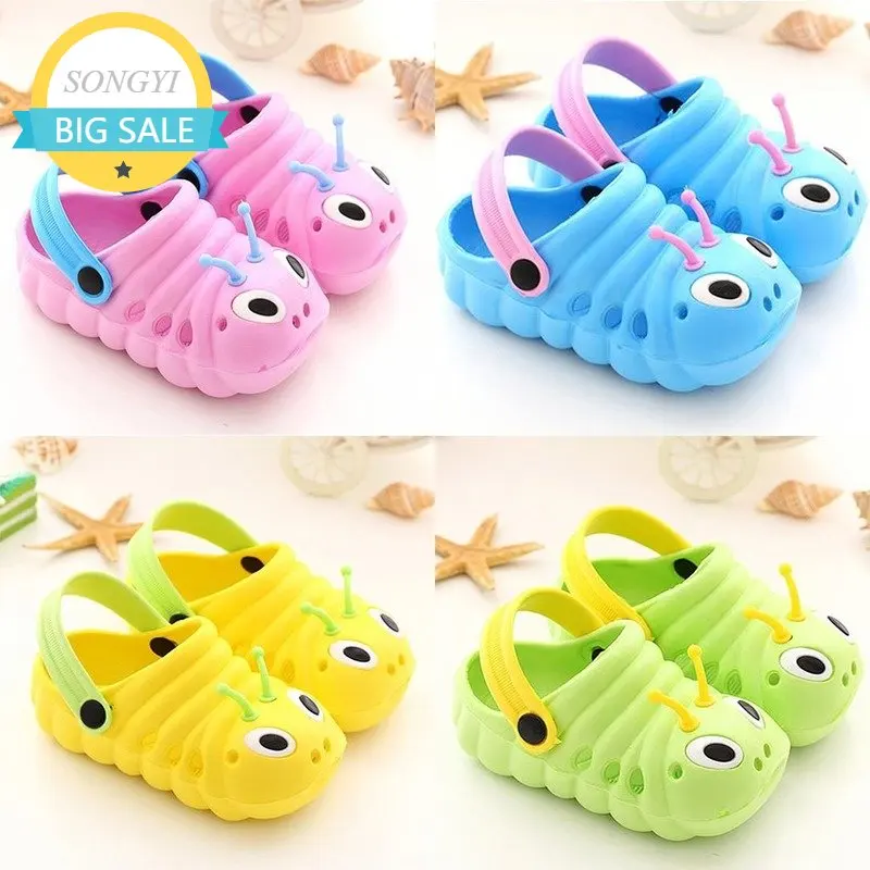 

Children Garden Shoes Cute Cartoon Caterpillar Beach Sandals Babies Summer Slippers High Quality Kids Slippers Flip Shoes 2021