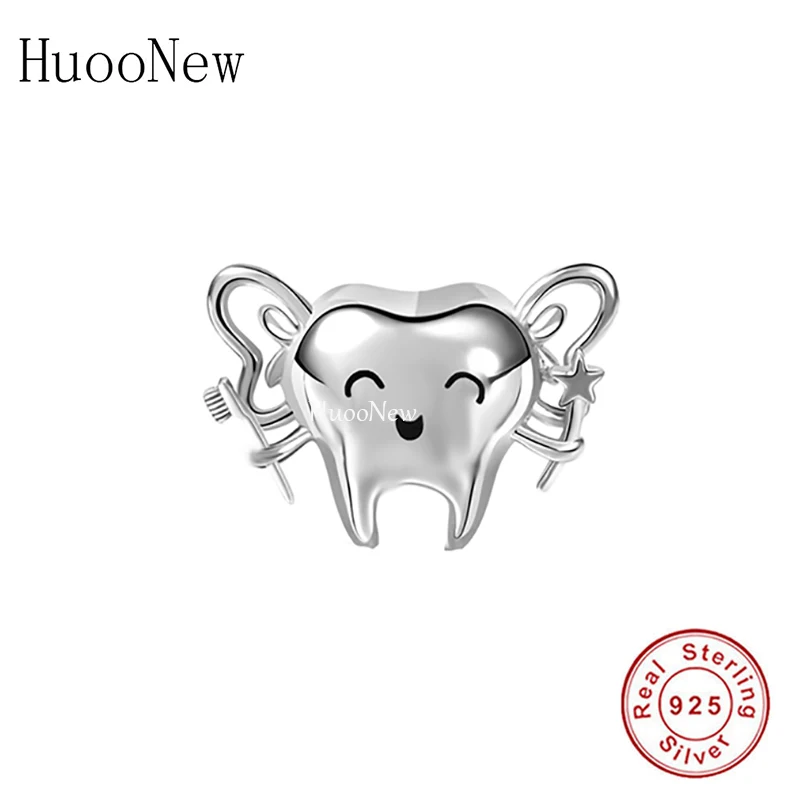 

Fit Original Pan Charms Bracelet 925 Sterling Silver Teeth Fairy With Toothbrush and Stars Bead For Making Women Teens Berloque