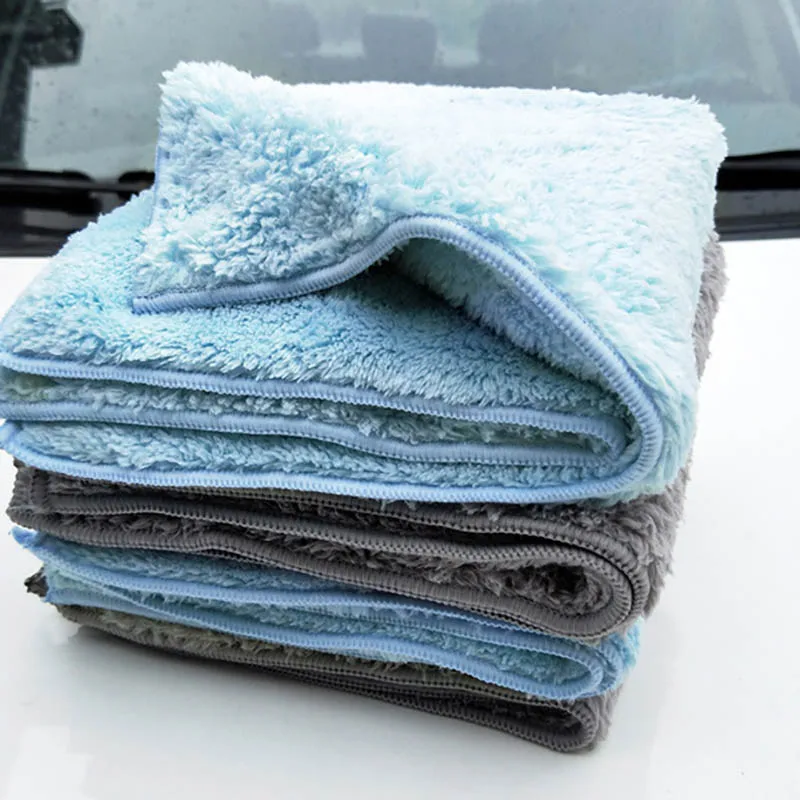

40*40cm Microfiber Towel Car Cleaning Detailing Coral Fleece Wash Towel Thickened Absorbent Clean Washing Blue Car Accessories
