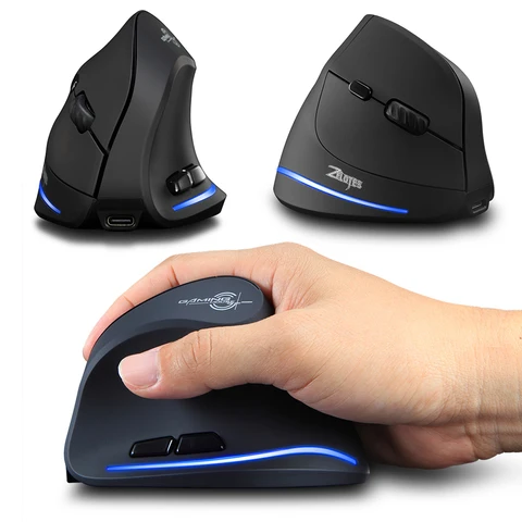 Вертикальная мышь, совместимая с Bluetooth + 2,4 ГГц, перезаряжаемая беспроводная вертикальная эргономичная оптическая мышь для ноутбука, настольного ПК Macbook