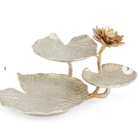best selling silver lotus leaf design metal stand table decor in silver color at an affordable wholesale price