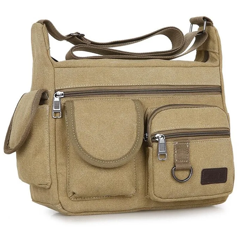 

Дорожная однотонная сумка-мессенджер для мужчин, Дизайнерские повседневные сумки на ремне с ручками, многофункциональные холщовые сумки через плечо на молнии