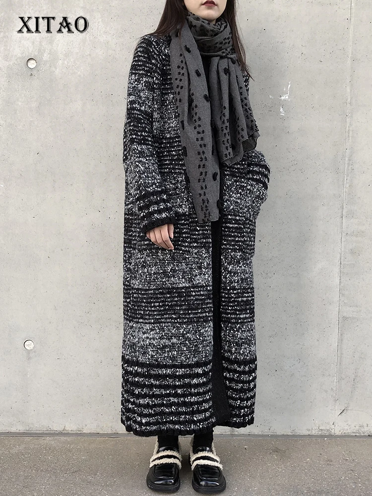 

XITAO Knitting Cardigan Fashion Casual Vintage Women Sweater Coat Autumn Winter New Simplicity Loose All-match Coat SMH10069