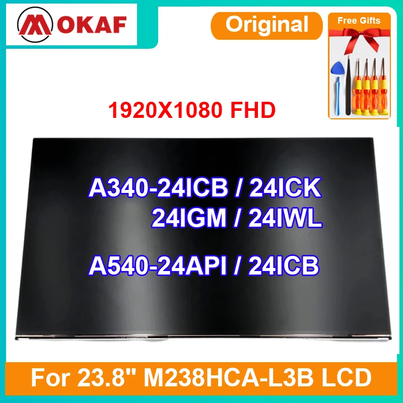 

OKANFU Original M238HCA-L3B All-In-One LCD Display For Lenovo ideacentre AIO A340-24ICB 24ICK 24IGM 24IWL A540-24API 24ICB LCD