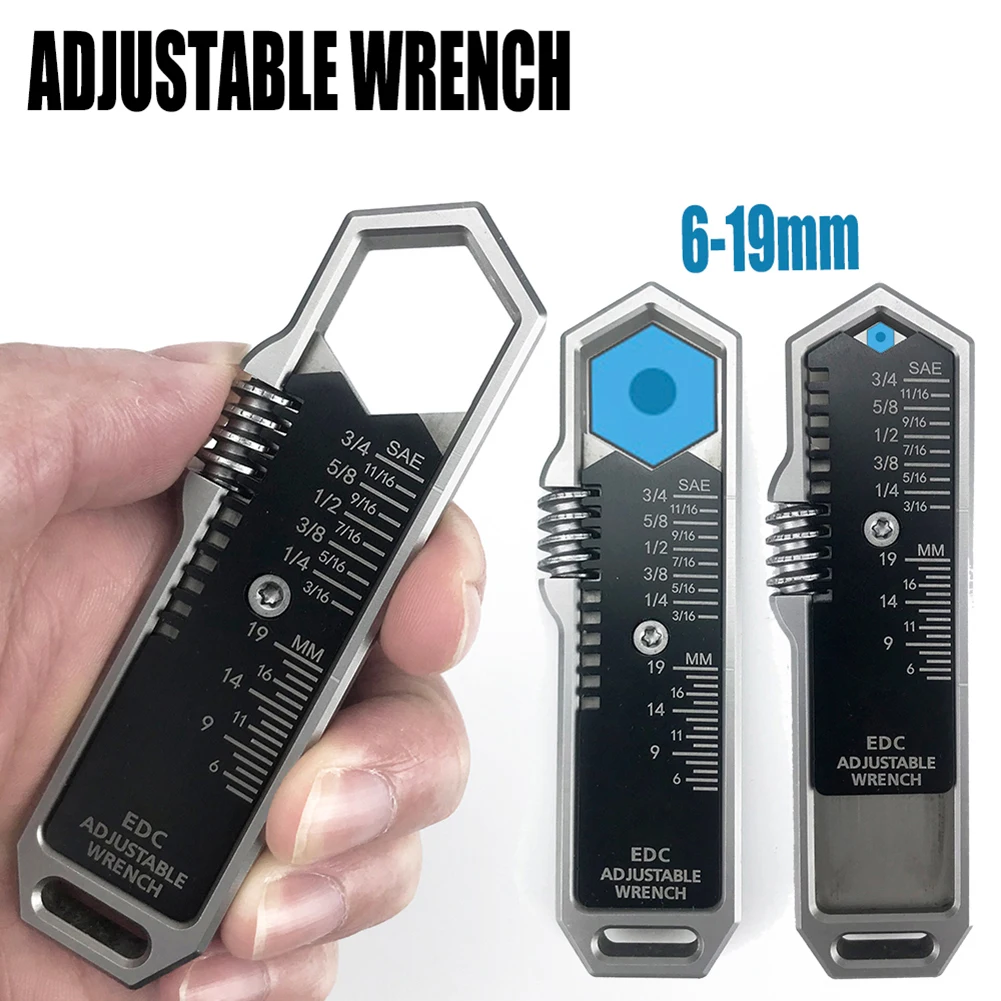 

6-19mm Adjustable Wrench Mini Alloy EDC Spanner Multifunctional Wrench Pocket Tools Spanner Hex Key Wrench Spanner Hand Tools