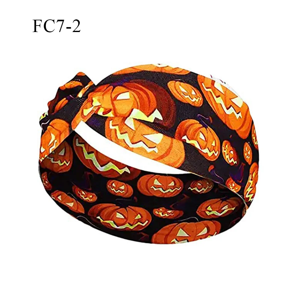 

Skull Pumpkin Pattern Turban Yoga Running Exercise Sweat-absorbing Hairband Halloween Print Headband Headwrap Hair Accessories