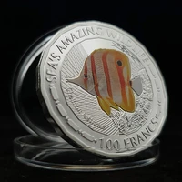 silver plated wildlife chelmon rostratus fish commemorative coins collectibles for collection gifts business