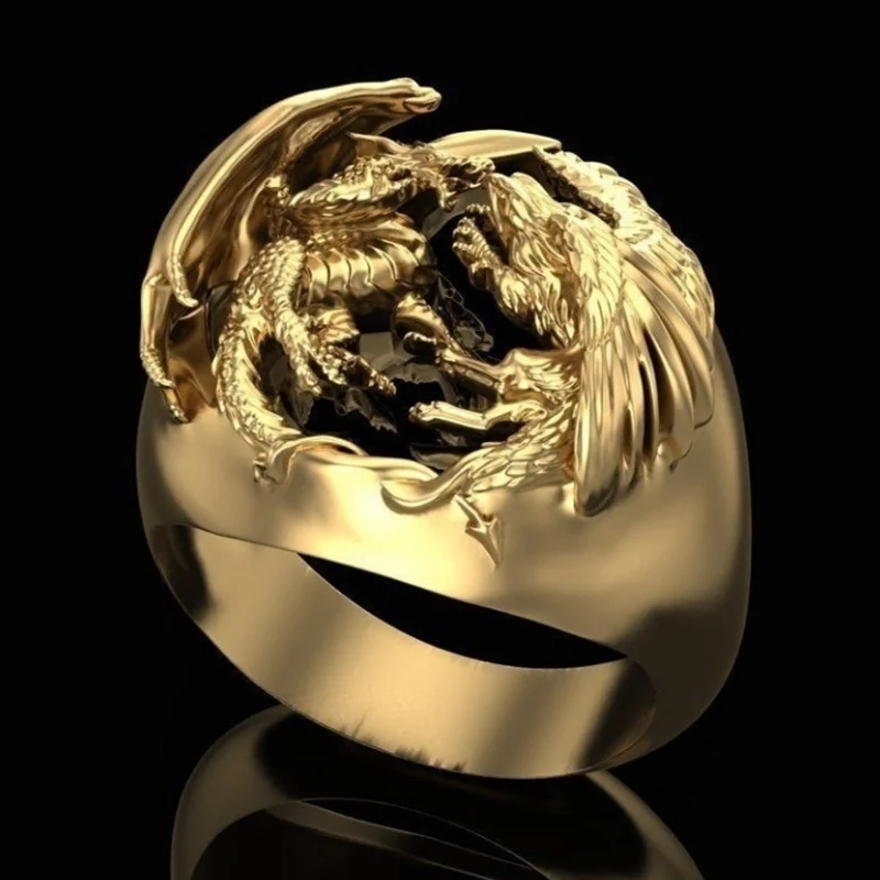 

Mens Jewellery Domineering Gold Dragon Biker Rings for Men Luxury Hip Hop Punk Animal Ring Boho Anniversary Gift Indian Jewelry