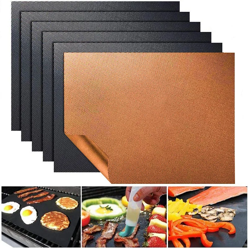 

1/3/5pcs Barbecue Grill Mat Non-stick Pad Reusable Cooking Plate 40*33cm Grilling Sheet Heat Resistance Easily Cleaned BBQ Tools