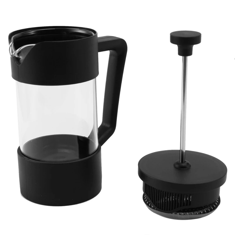 

ABHU 2X French Press Coffee & Tea Maker, Thickened Borosilicate Glass Coffee Press Rust-Free And Dishwasher Safe,Black