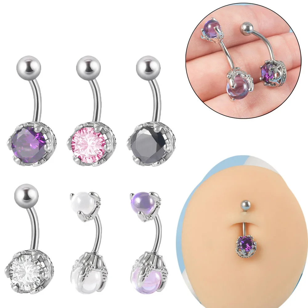 

Guemcal, 1 шт., модный захват с шестью когтями, покрытие для пупка с двойной головкой, захват с тремя когтями, камень, круглая бусина, кольцо для пупка