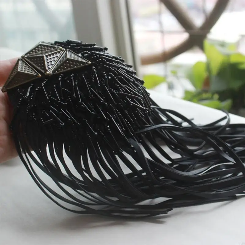 P88B Кожаная цепочка наплечные нашивки Мотивы бахрома с кисточками Эполеты Броши