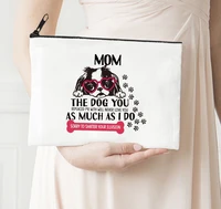 mom dog print cosmetic makeup bag canvas organizer zipper pouch love casual travel portable storage purse bag organizer