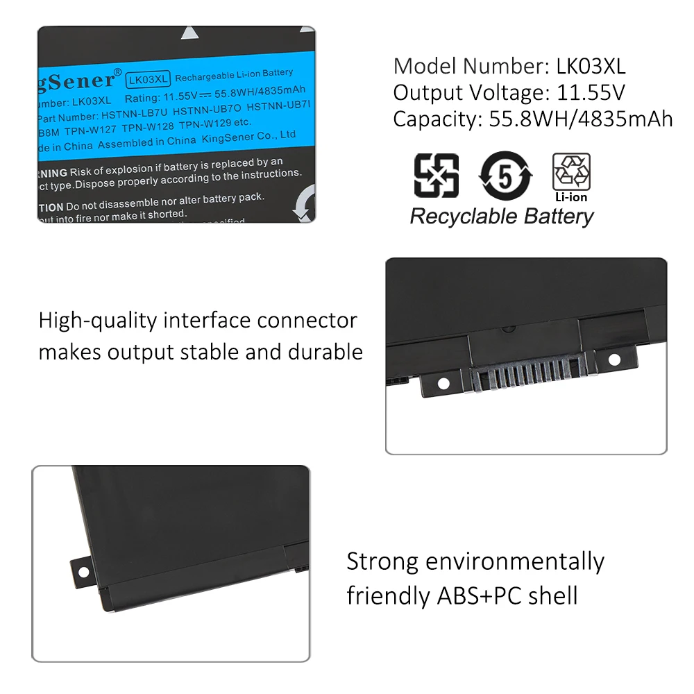 KingSener LK03XL Аккумулятор для ноутбука HP envy 15 x360 15-bp 15-cn TPN-W127 W128 W129 W132 HSTNN-LB7U HSTNN-UB7I HSTNN-IB8M