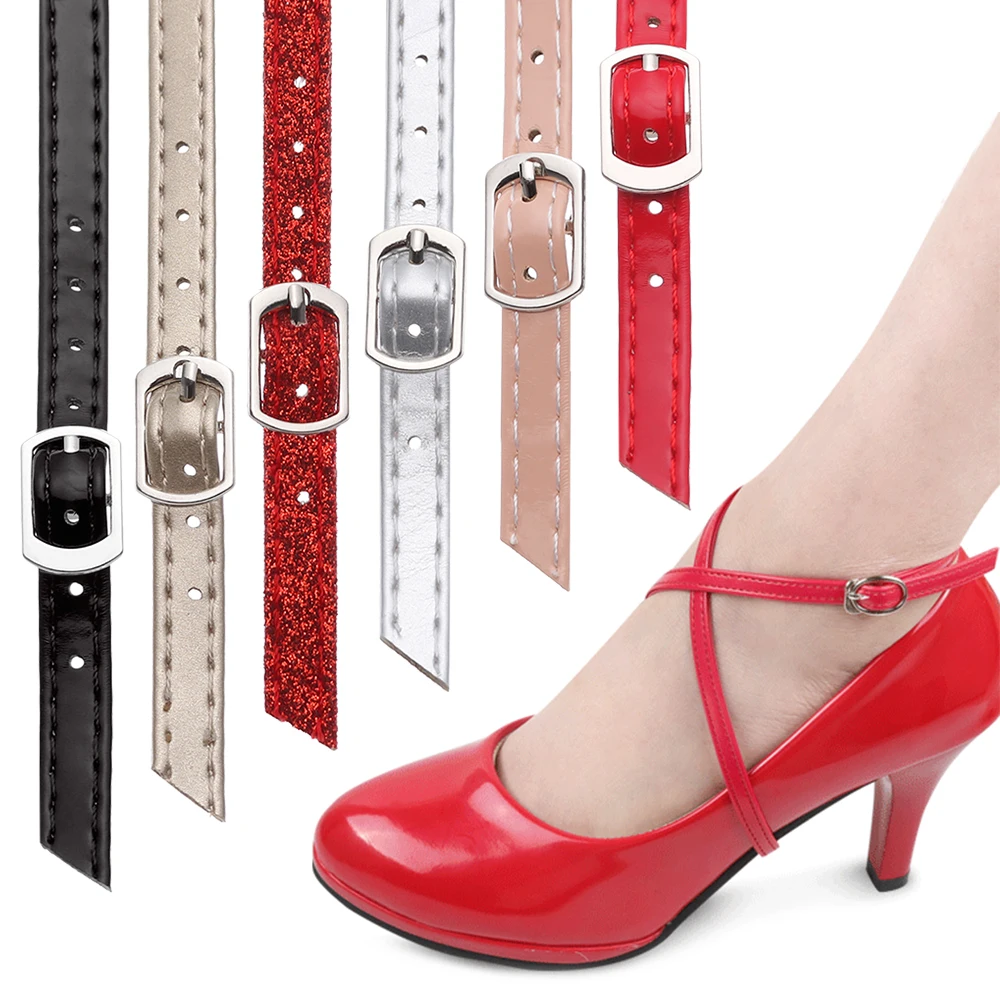 

Women High Heels Holding Anti-skid Straps Adjustable PU Leather Bundle Shoelace Metal Buckles Ankle Shoe Belt Foot Accessories