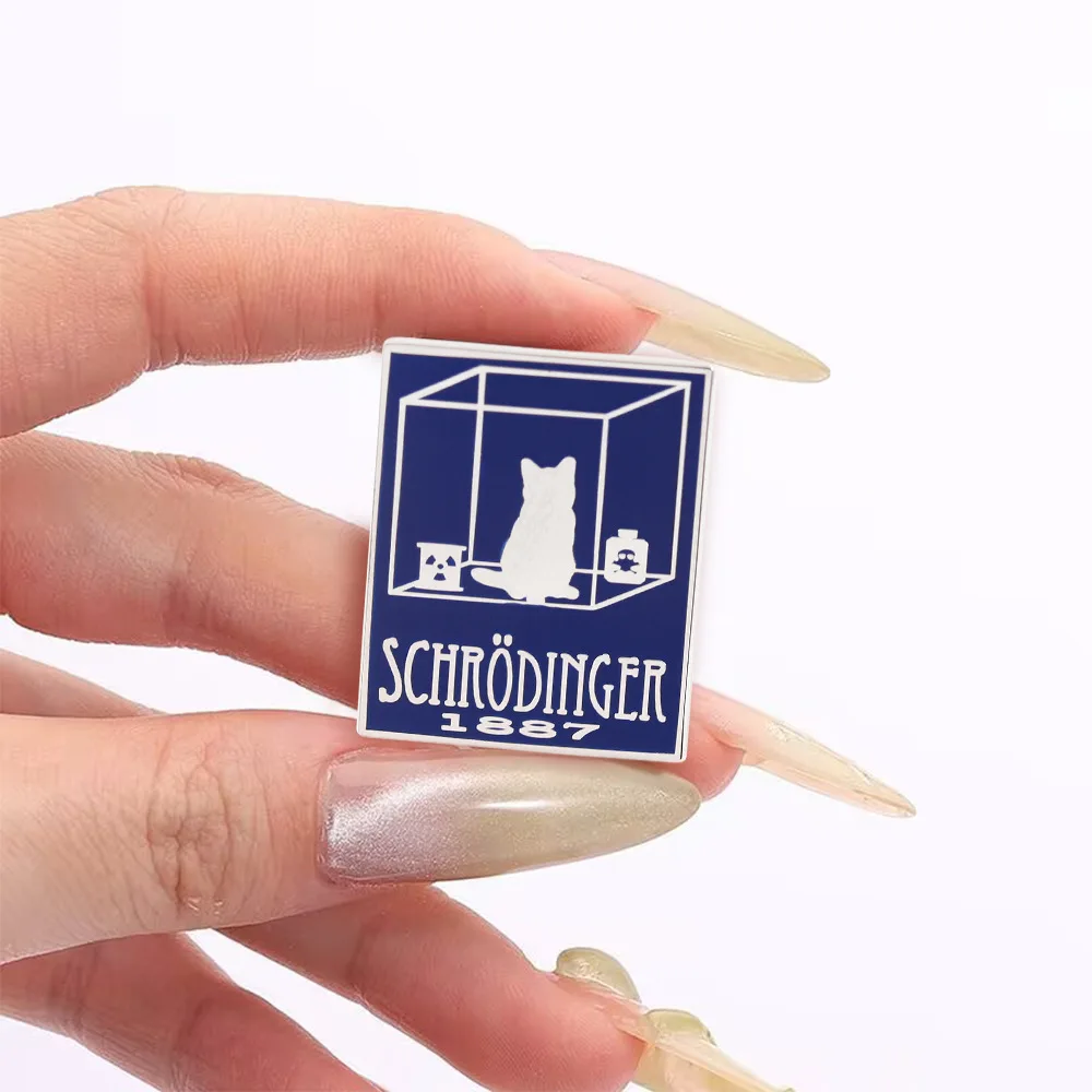 Фото Креативная брошь Schrödinger's Cat Science Concept, квантовый физический эксперимент, металлический значок, школьная сумка, аксессуар на булавке №4