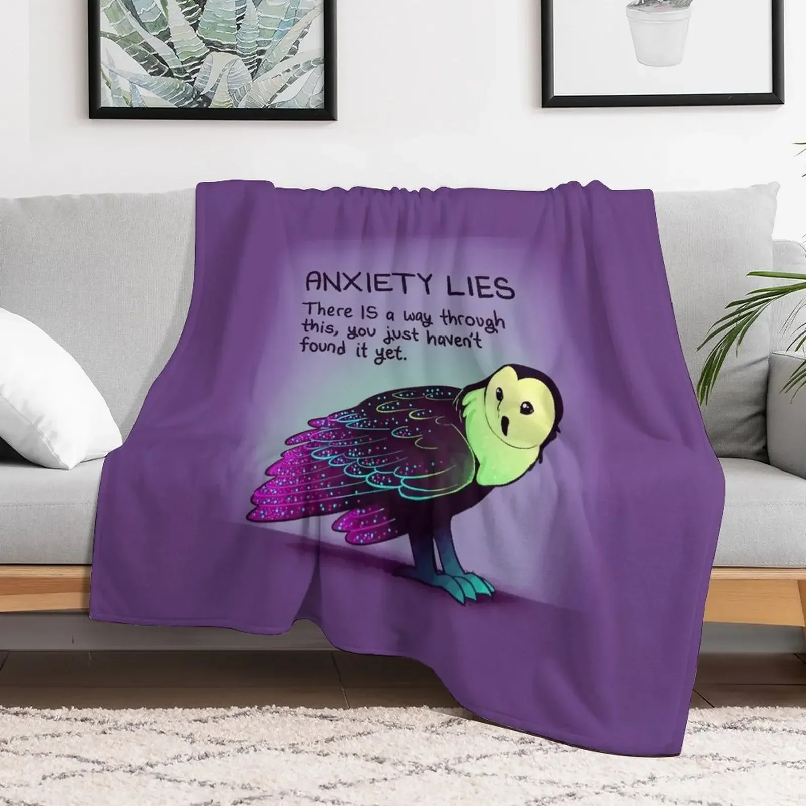 Необычное блестящее неоновое одеяло с рисунком совы