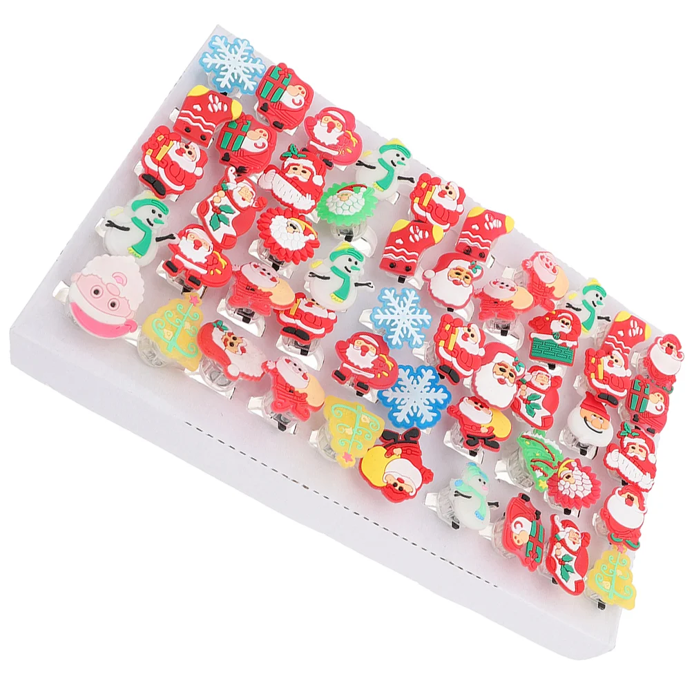 

50 Pcs Glowing Rings Toy Luminous Finger The Light Up Christmas Goodies Bag Stuffers Party Cartoon Flashing