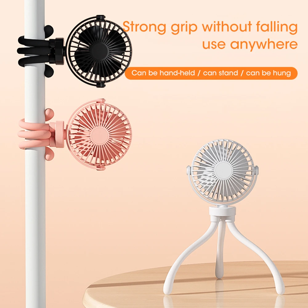 New Baby Stroller Winding Fan Portable Hand Fan Usb Small Summer Mute Mini Octopus Electric Fan Table Fan Angle Adjustment