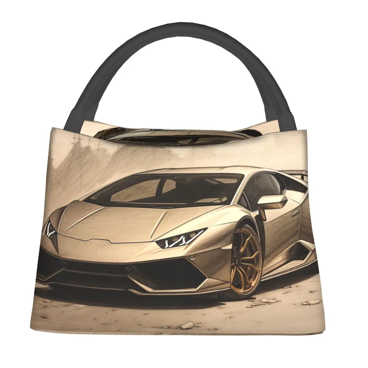 

Noble Sports Car Lunch Bag Pencil Drawing Schematics Fun Lunch Box For Women Picnic Convenient Cooler Bag Design Tote Food Bags