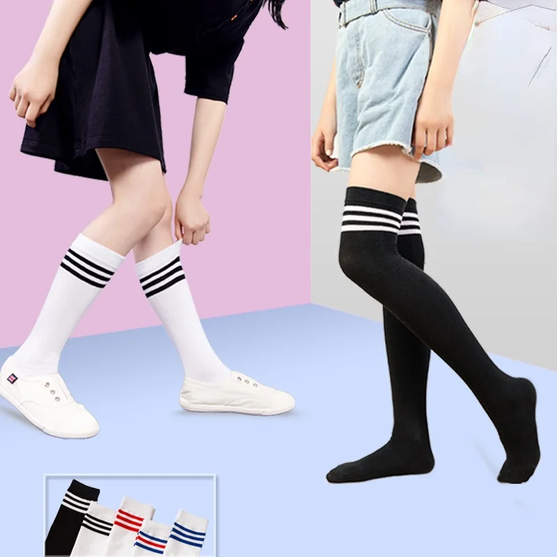 Juvenile Lolita Striped Socks Women Funny Christmas Gifts Sexy Thigh High Nylon Long Stockings Cute Over Knee Socks for Girls
